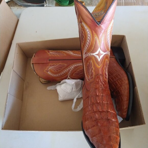 Bonanza 'Cowboy' Western Equestrian Horseback Alligator Riding Boots New In Box - Picture 2 of 6